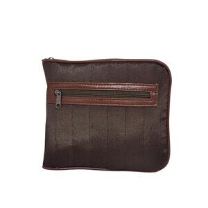 Traveler Brown Textured Zipper Pouch Bag 6.5x6.75 Utility Organizer Travel Case